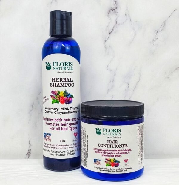 Natural Herbal Shampoo & Hair Conditioner Set - Floris Naturals