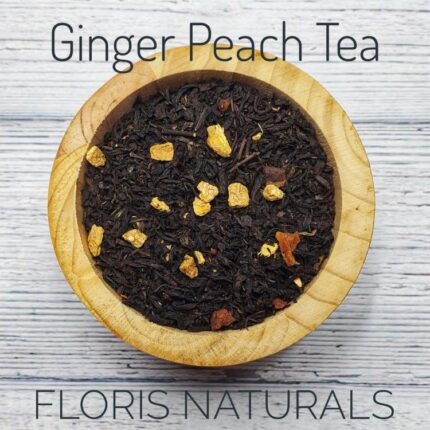 Ginger Peach Black Tea loose leaf tea with ginger and peach pieces by Floris Naturals
