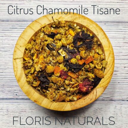 Citrus Chamomile Herbal Tisane with chamomile orange peel and hibiscus by Floris Naturals