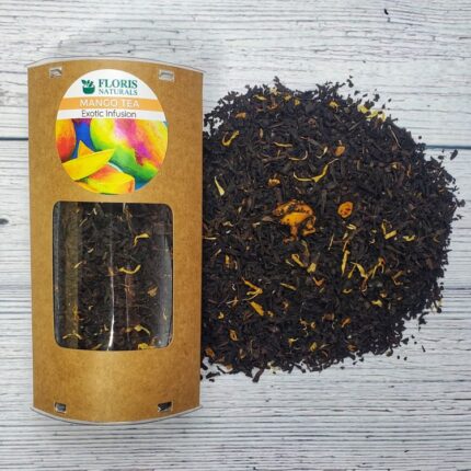 Mango Black Tea loose leaf tea with mango pieces by Floris Naturals