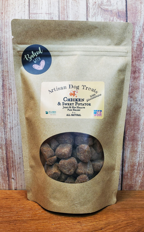 Natural Organic Dog Treats - Chicken & Sweet Potato with Glucosamine for Hips and Joints - Floris Naturals